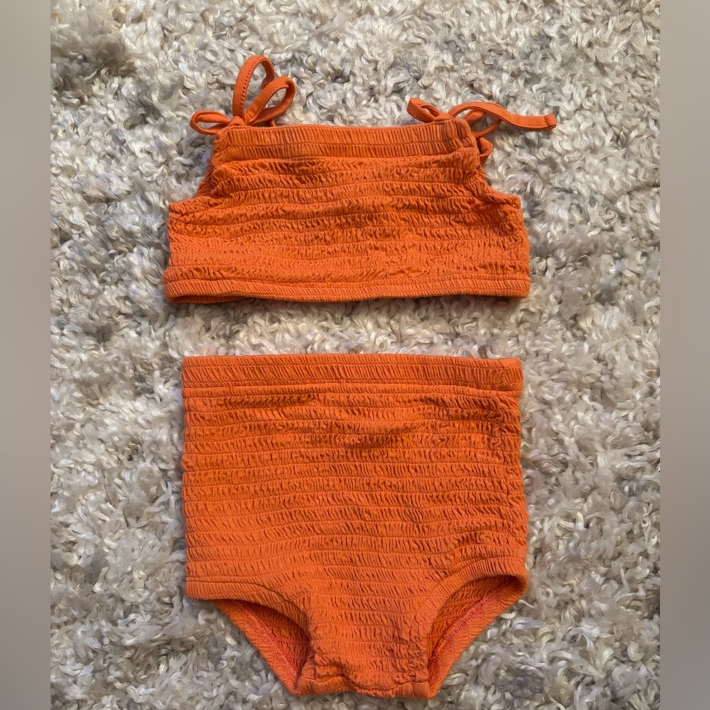 Kate Quinn Orange Smocked Two-Piece Set - 12-18m